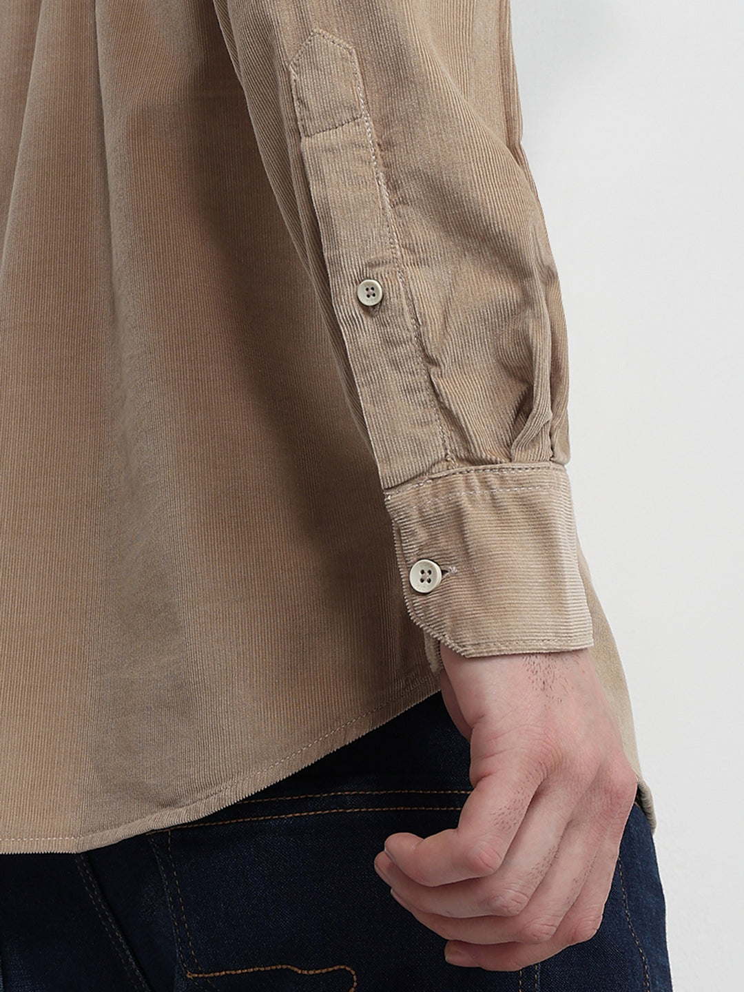 Parx Men Khaki Solid Slim Fit Cotton Full Sleeve Casual Shirt