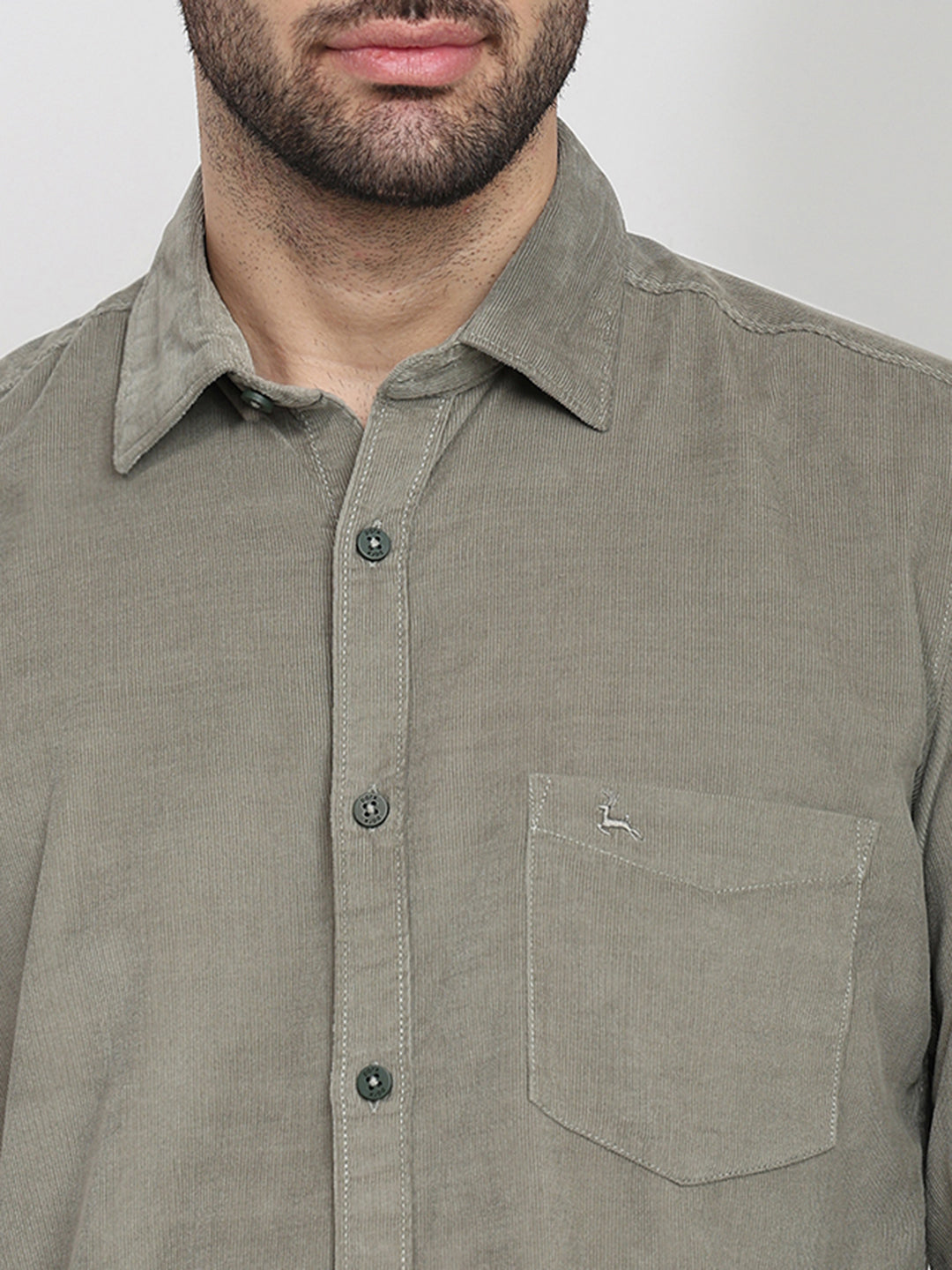 Parx Men Green Solid Slim Fit Cotton Full Sleeve Casual Shirt