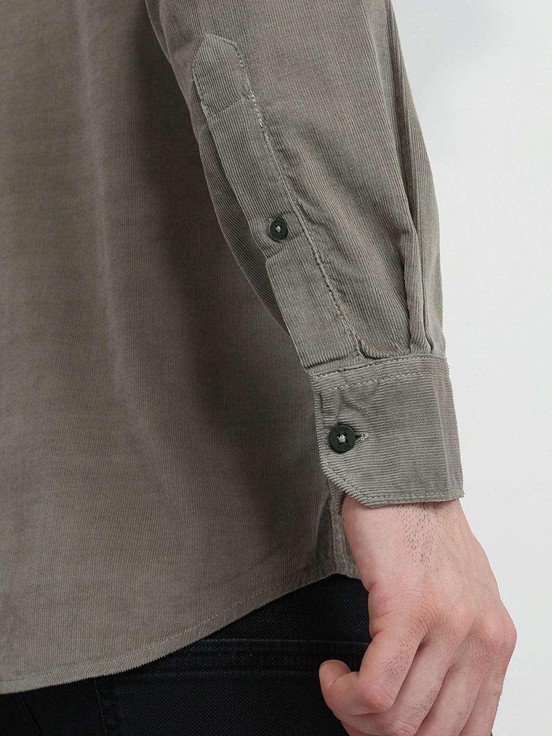 Parx Men Green Solid Slim Fit Cotton Full Sleeve Casual Shirt