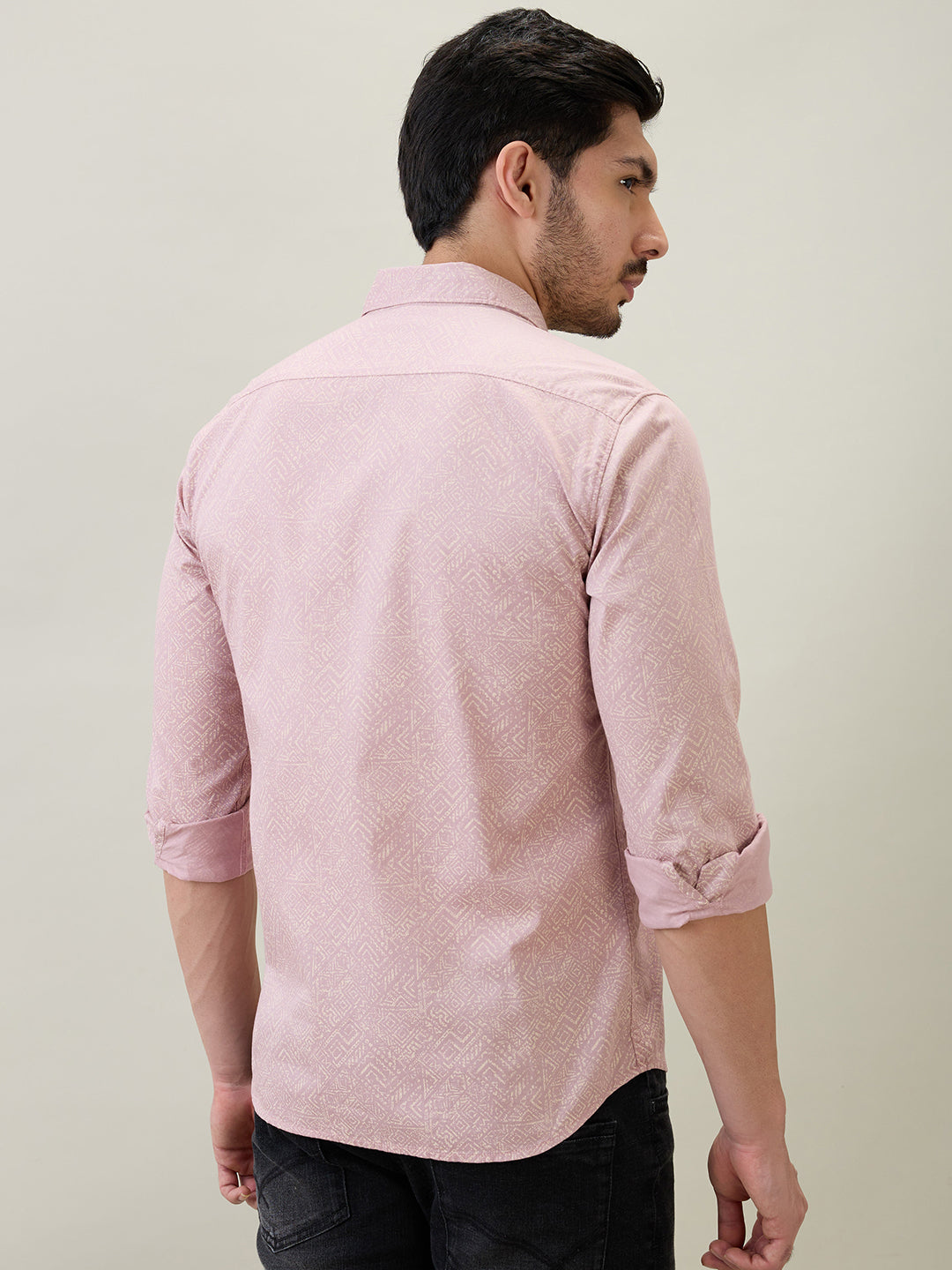 Parx Men Red Printed Slim Fit Cotton Full Sleeve Casual Shirt