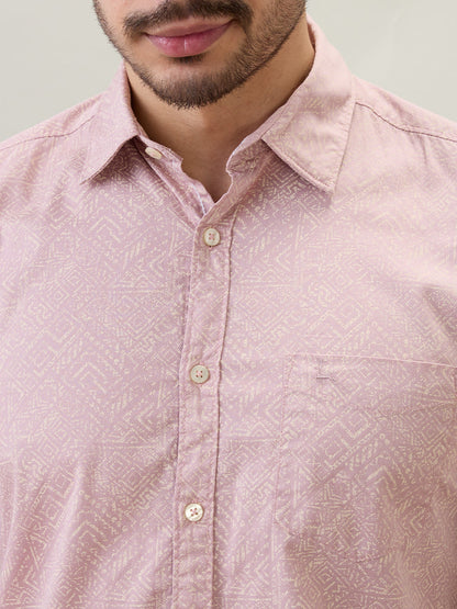 Parx Men Red Printed Slim Fit Cotton Full Sleeve Casual Shirt