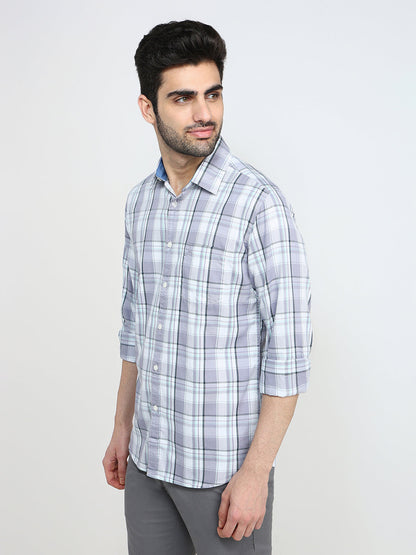 Parx Men Purple Checks Slim Fit Cotton Full Sleeve Casual Shirt