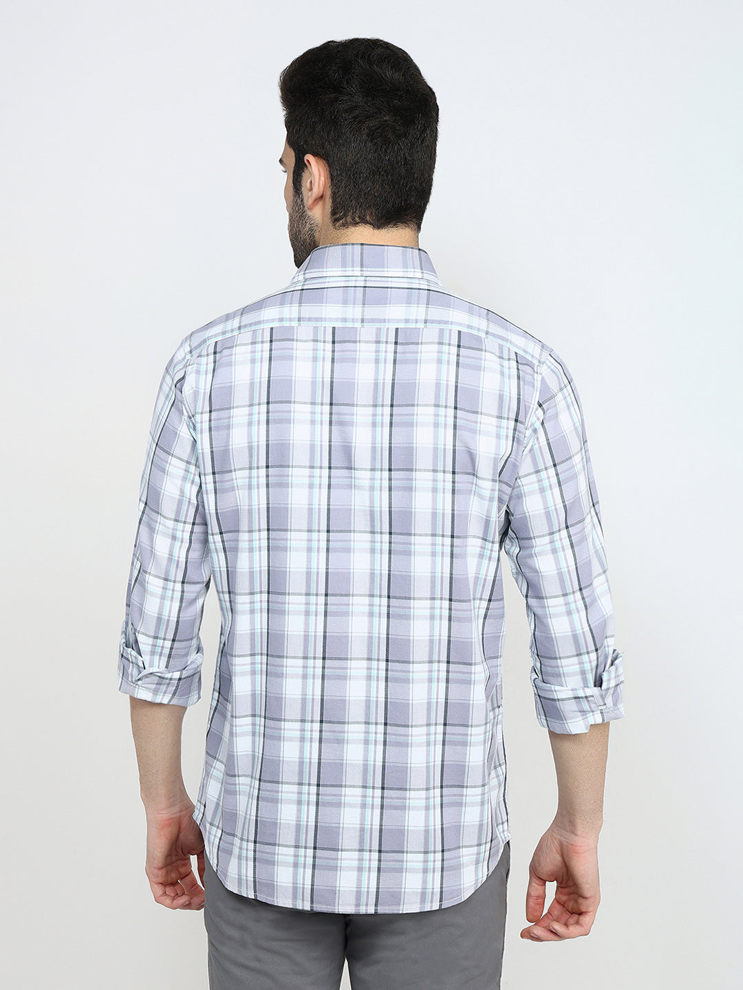 Parx Men Purple Checks Slim Fit Cotton Full Sleeve Casual Shirt