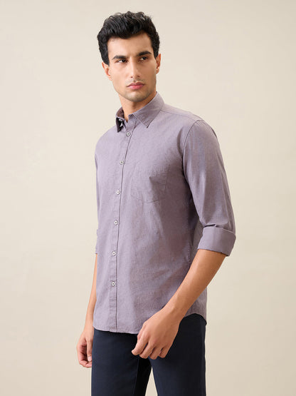 Parx Men Grey Printed Slim Fit Cotton Casual Shirt