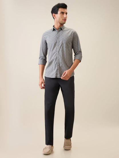 Parx Men Grey Printed Slim Fit Cotton Casual Shirt