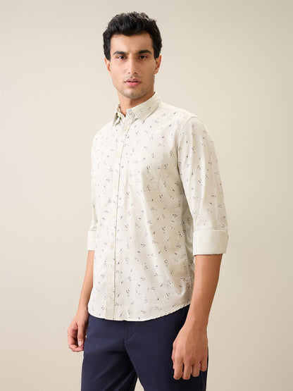 Parx Men Brown Printed Slim Fit Cotton Casual Shirt