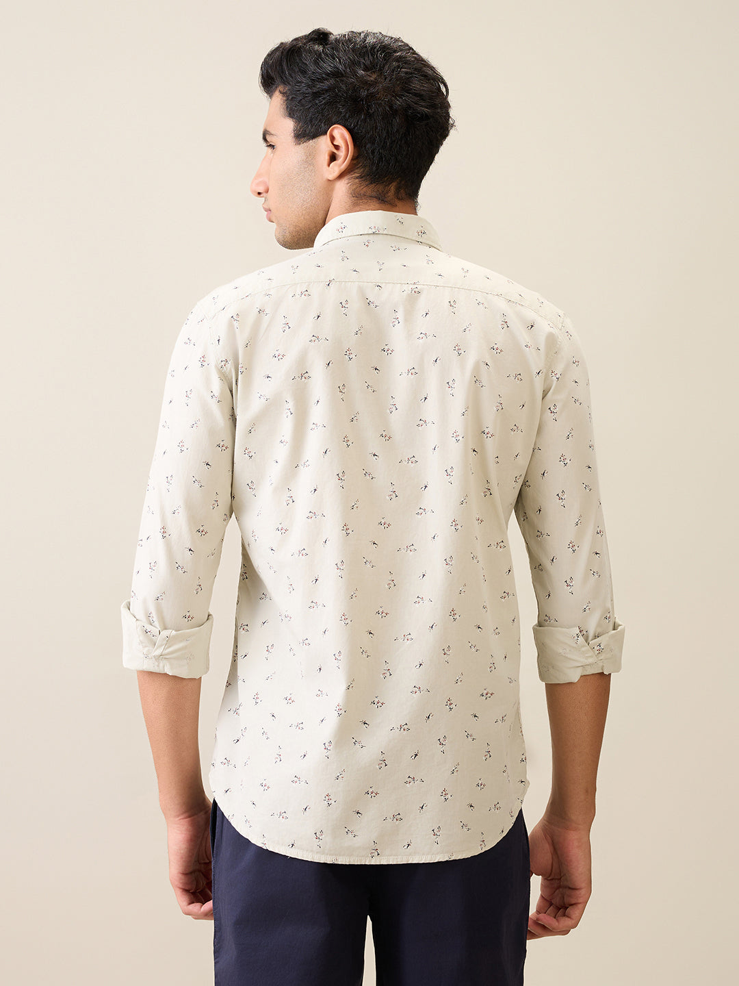 Parx Men Brown Printed Slim Fit Cotton Casual Shirt