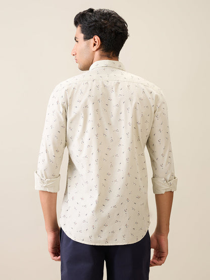 Parx Men Brown Printed Slim Fit Cotton Casual Shirt