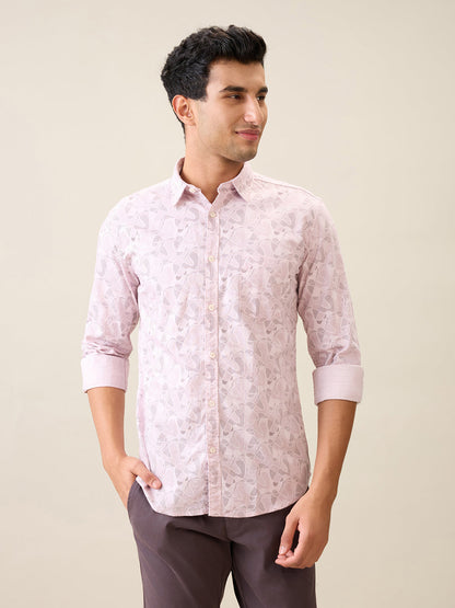 Parx Men Pink Printed Slim Fit Cotton Casual Shirt