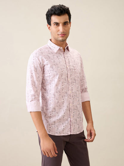 Parx Men Pink Printed Slim Fit Cotton Casual Shirt
