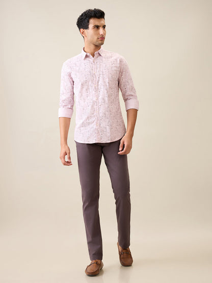 Parx Men Pink Printed Slim Fit Cotton Casual Shirt