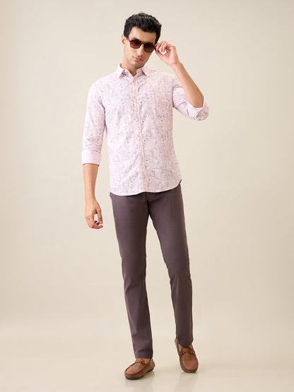Parx Men Pink Printed Slim Fit Cotton Casual Shirt