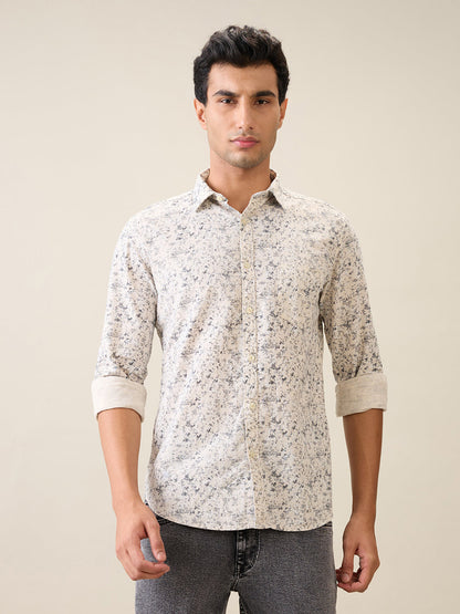 Parx Men Brown Printed Slim Fit Cotton Casual Shirt