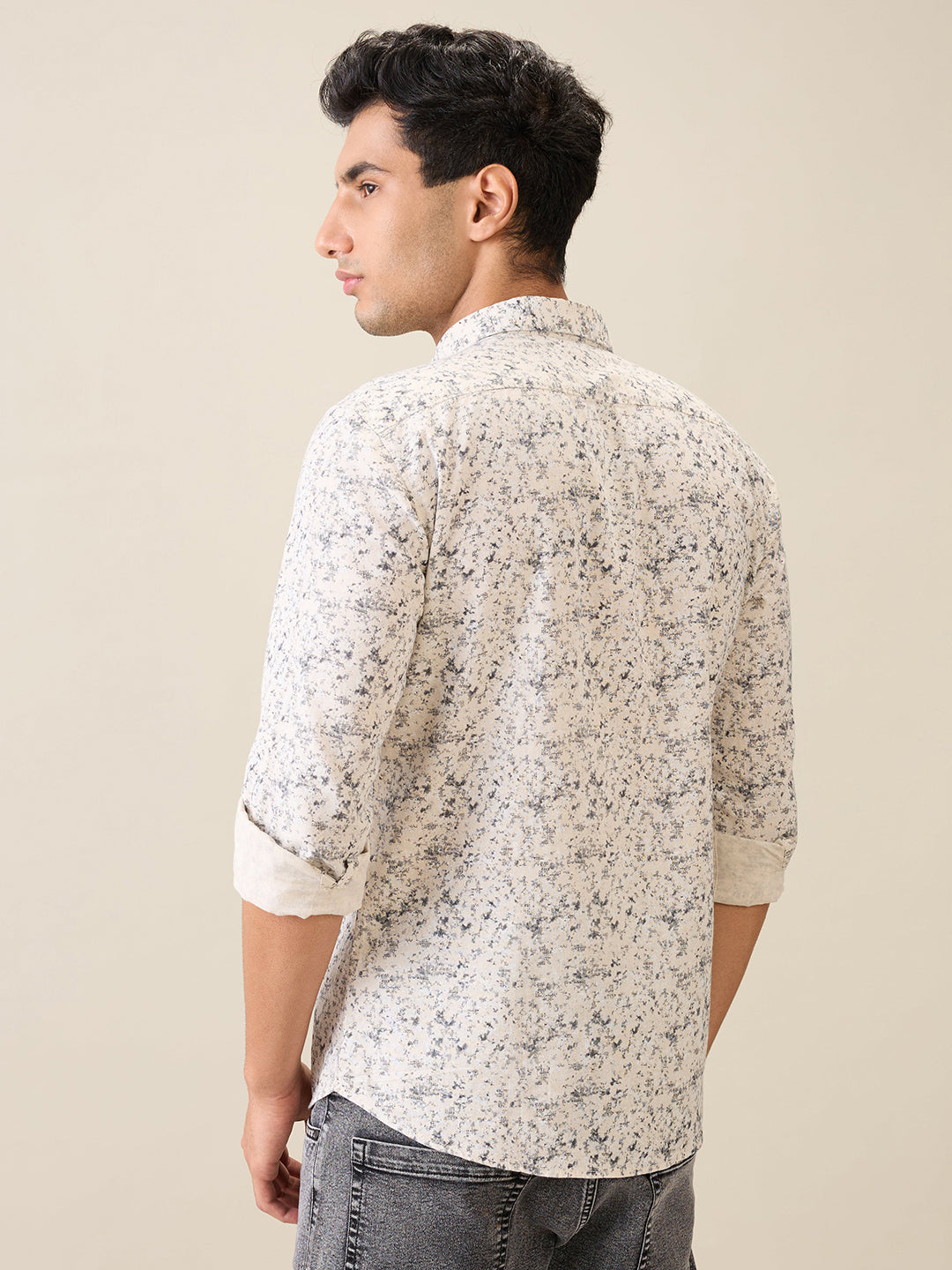 Parx Men Brown Printed Slim Fit Cotton Casual Shirt