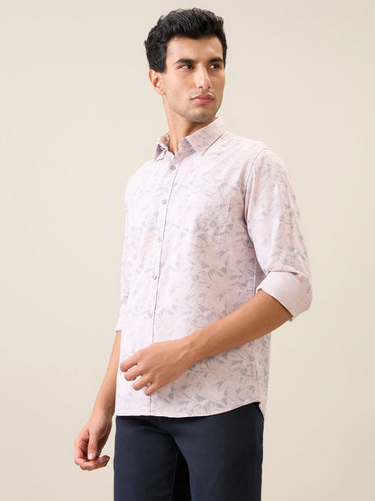 Parx Men Pink Printed Slim Fit Cotton Casual Shirt