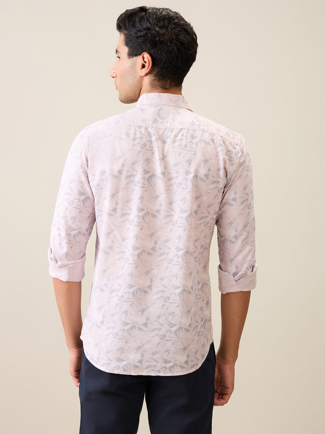 Parx Men Pink Printed Slim Fit Cotton Casual Shirt