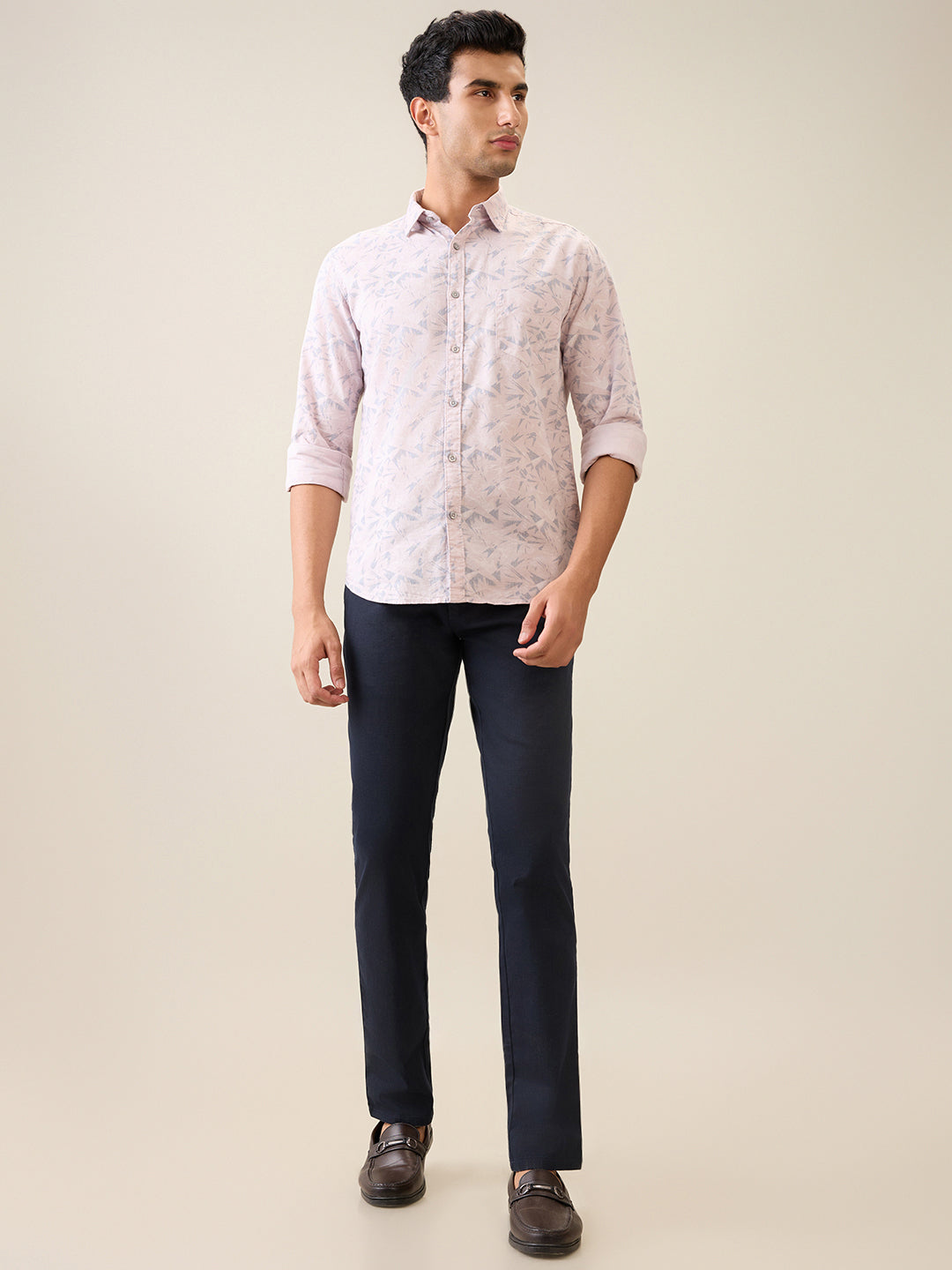 Parx Men Pink Printed Slim Fit Cotton Casual Shirt