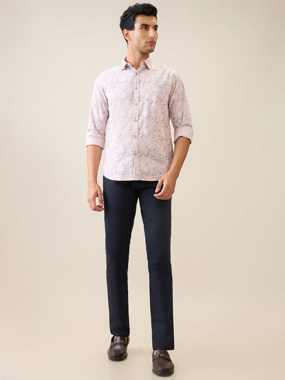 Parx Men Pink Printed Slim Fit Cotton Casual Shirt