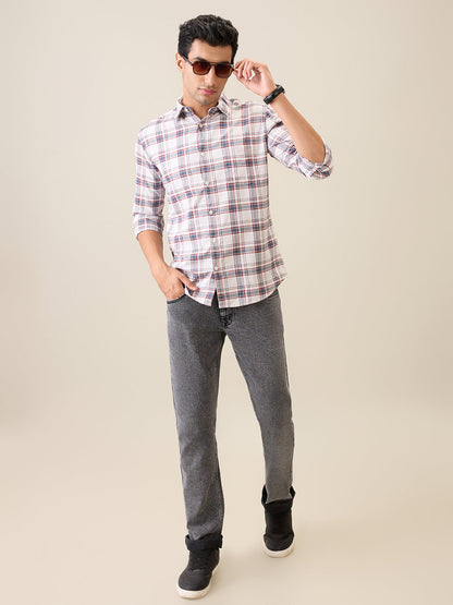 Parx Men Brown Checks Slim Fit Cotton Casual Shirt