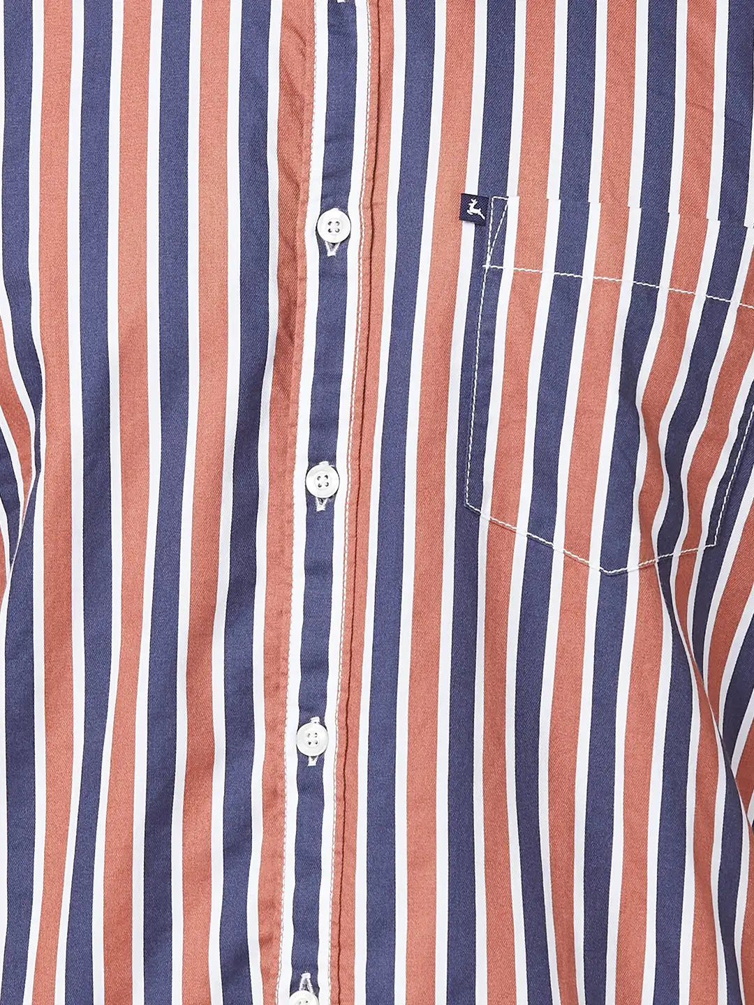 Parx Men Brown Print Slim Fit Cotton Half Sleeve Cutaway Collar Shirt