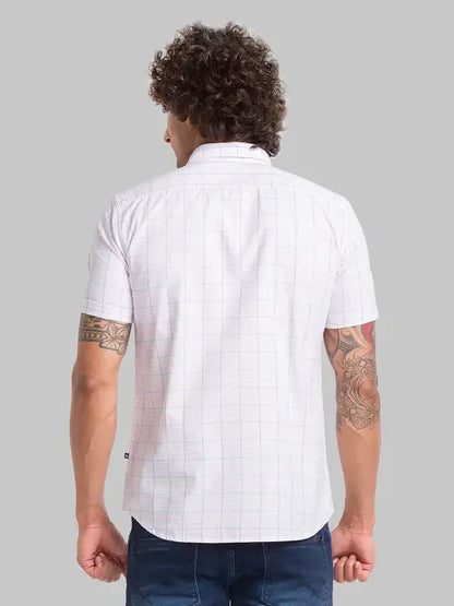 Parx Men Pink Checks Slim Fit Cotton Casual Shirt