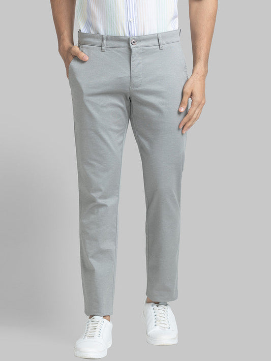 Parx Men Grey Printed Tapered Fit Trouser