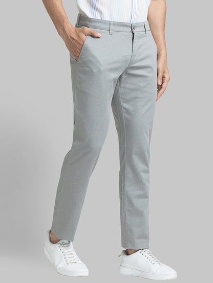 Parx Men Grey Printed Tapered Fit Trouser