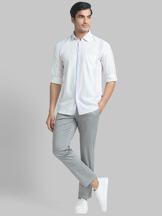 Parx Men Grey Printed Tapered Fit Trouser