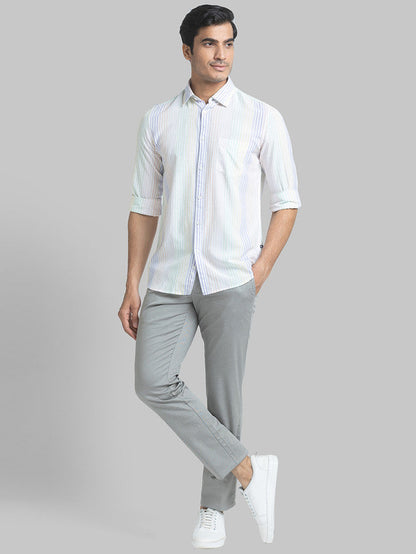 Parx Men Grey Printed Tapered Fit Trouser