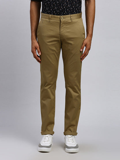 Parx Men Brown Solid Tapered Fit Trouser