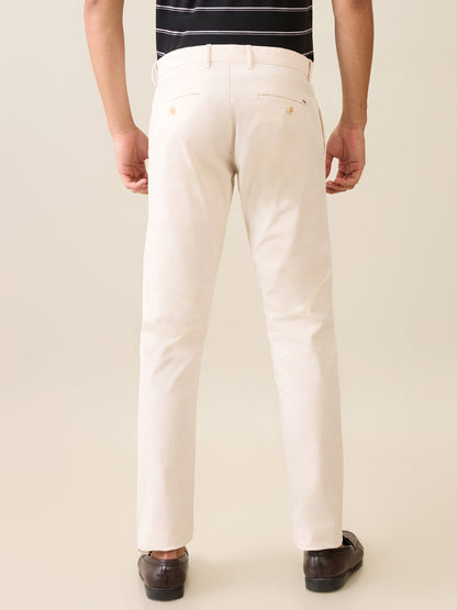 Parx Men Brown Solid Low Rise Tapered Fit Cotton Blend Trouser