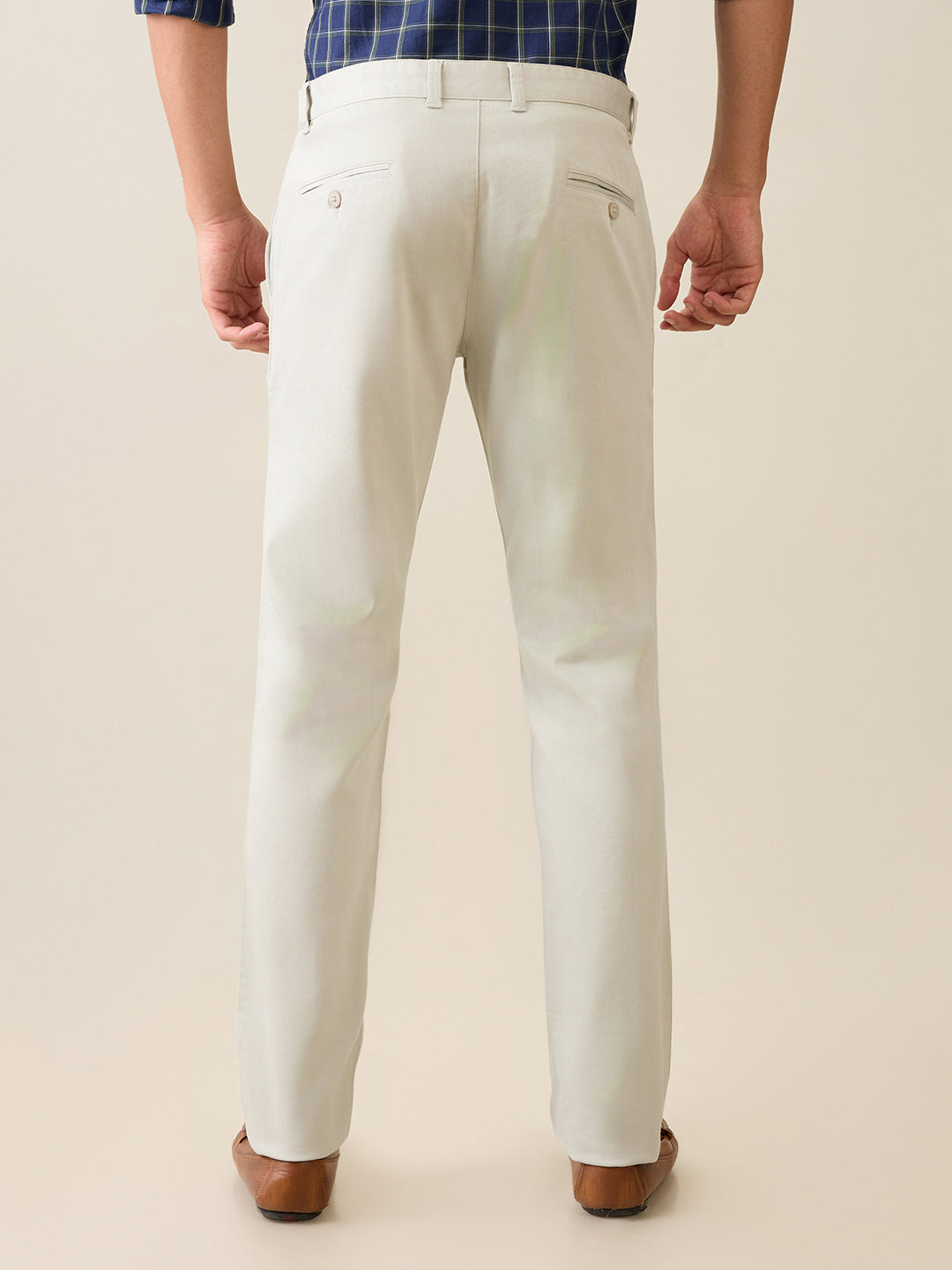 Parx Men Green Printed Low Rise Tapered Fit Cotton Blend Trouser