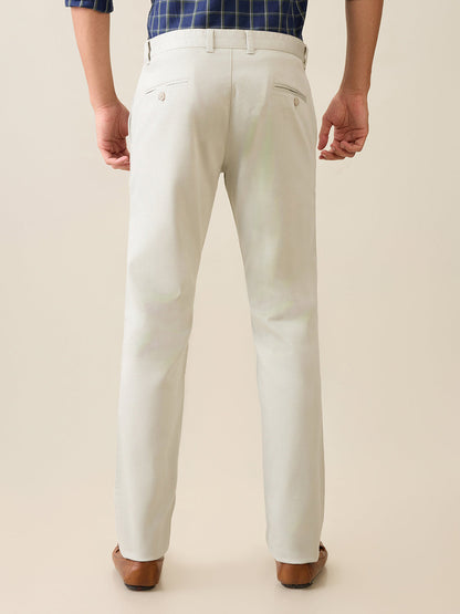 Parx Men Green Printed Low Rise Tapered Fit Cotton Blend Trouser