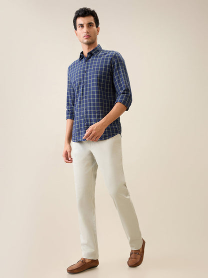 Parx Men Green Printed Low Rise Tapered Fit Cotton Blend Trouser