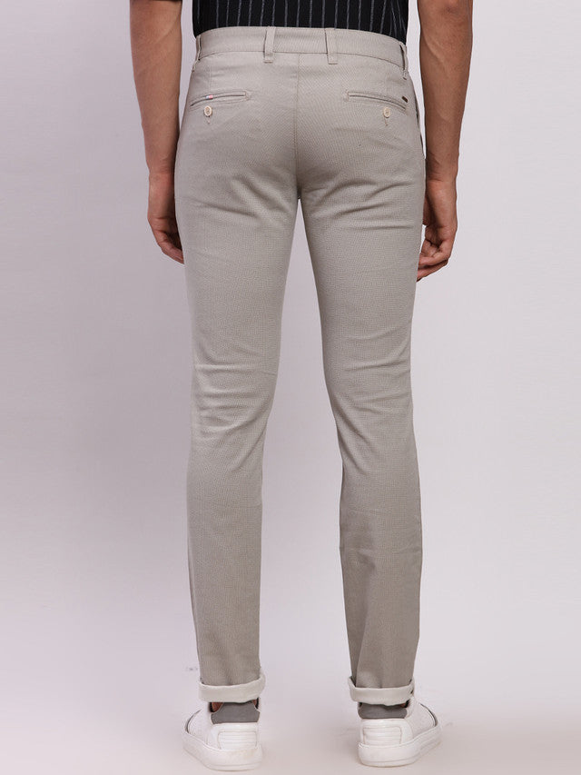 Parx Grey Solid Super Slim Fit Cotton Blend Trouser