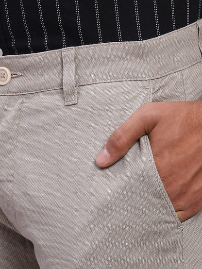 Parx Grey Solid Super Slim Fit Cotton Blend Trouser