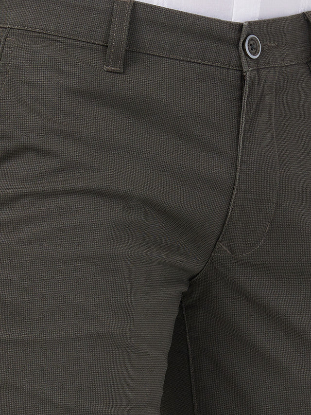 Parx Men Green Solid Super Slim Cotton Blend Trouser