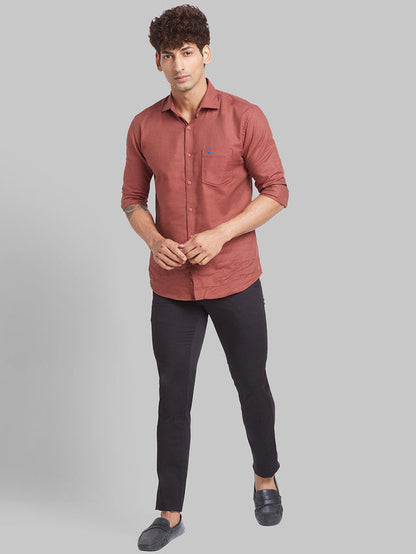 Parx Black Solid Super Slim Fit Cotton Blend Trouser