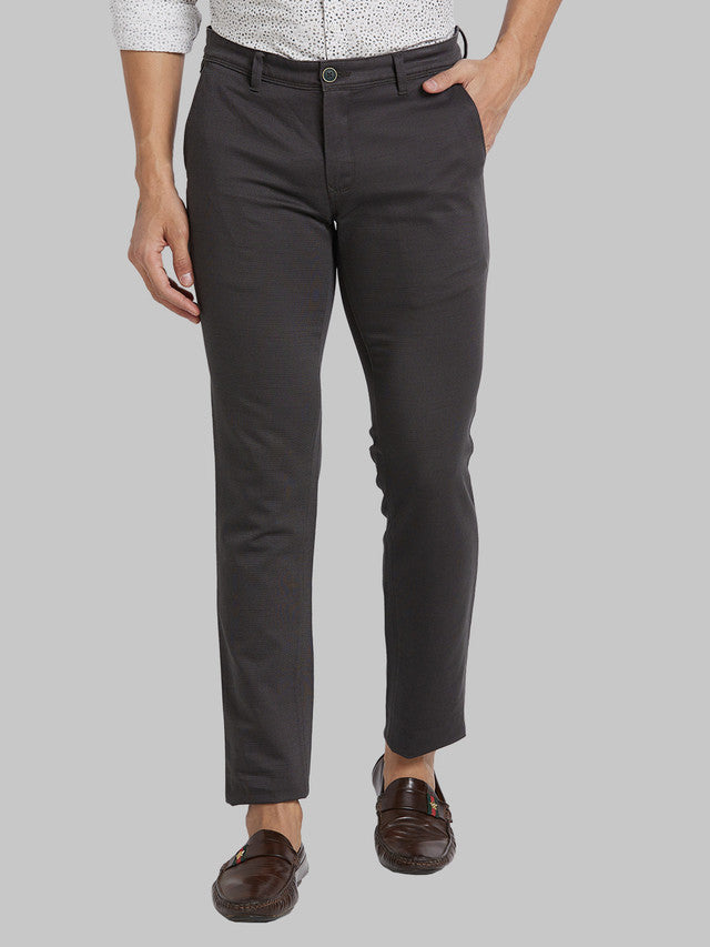 Parx Green Printed Super Slim Fit Cotton Blend Trouser
