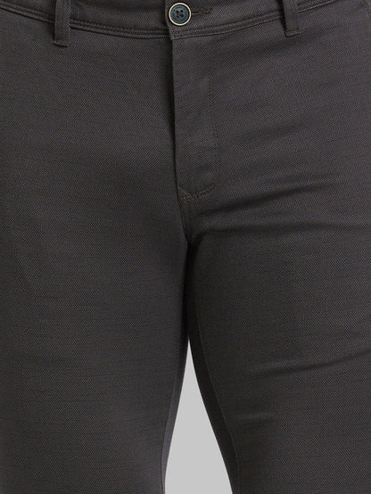 Parx Green Printed Super Slim Fit Cotton Blend Trouser