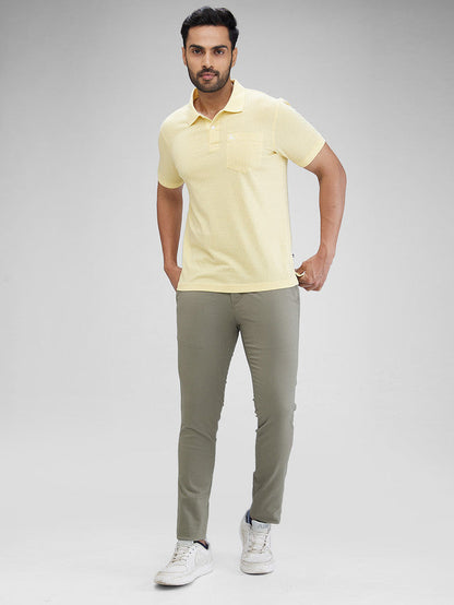 Parx Green Printed Super Slim Fit Cotton Blend Trouser