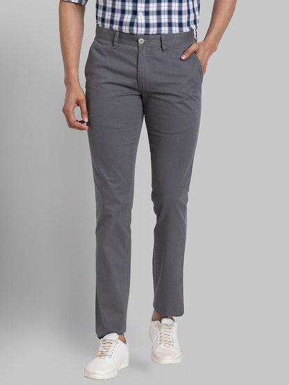 Parx Men Grey Printed Super Slim Fit Trouser