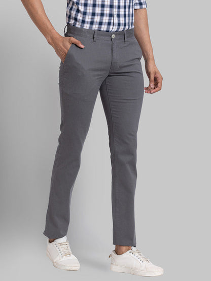 Parx Men Grey Printed Super Slim Fit Trouser