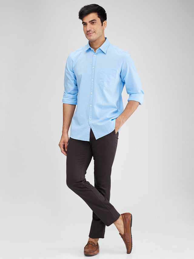 Parx Grey Solid Super Slim Fit Cotton Blend Trouser