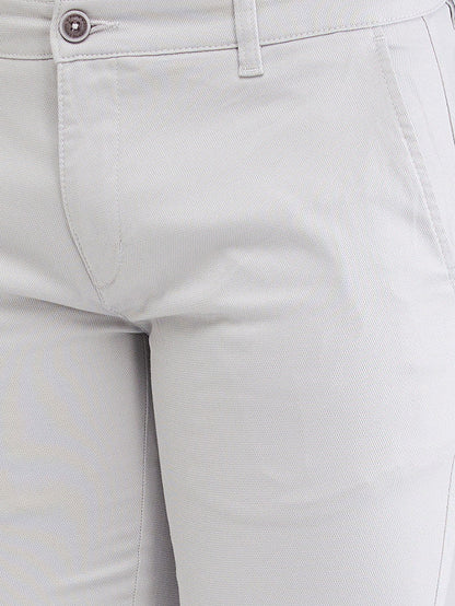 Parx Grey Solid Super Slim Fit Cotton Blend Trouser