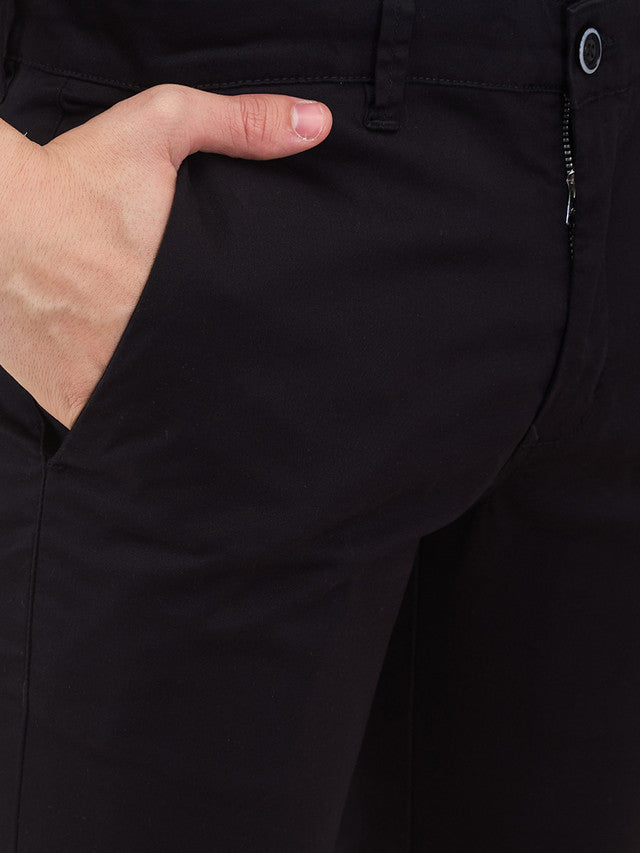 Parx Men Black Solid Super Slim Fit Cotton Blend Trouser