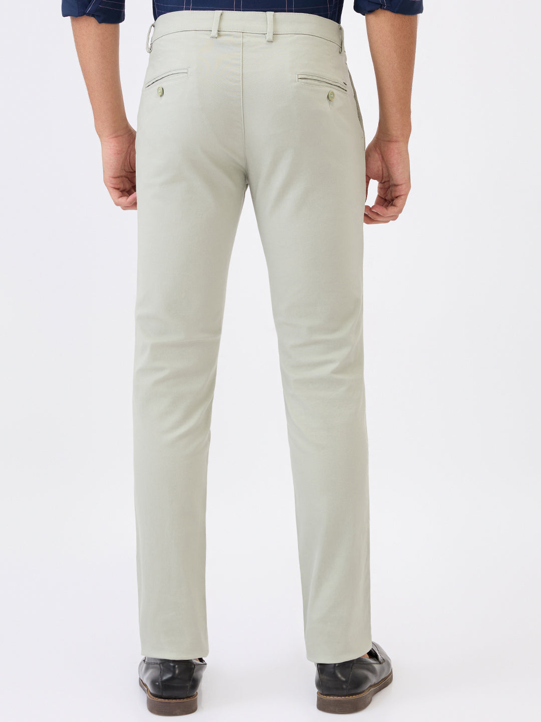 Parx Men Green Dobby Super Slim Fit Cotton Blend Trouser