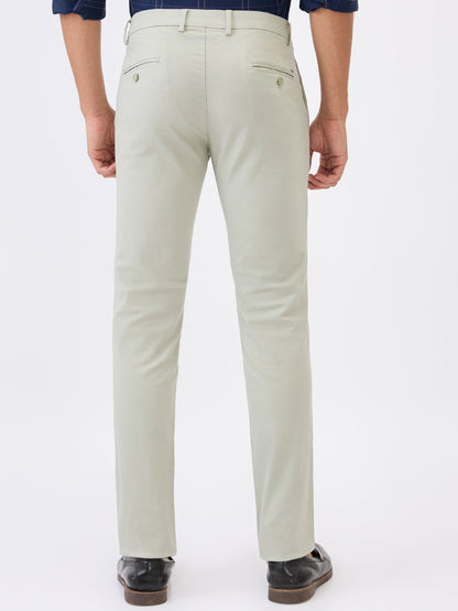 Parx Men Green Dobby Super Slim Fit Cotton Blend Trouser