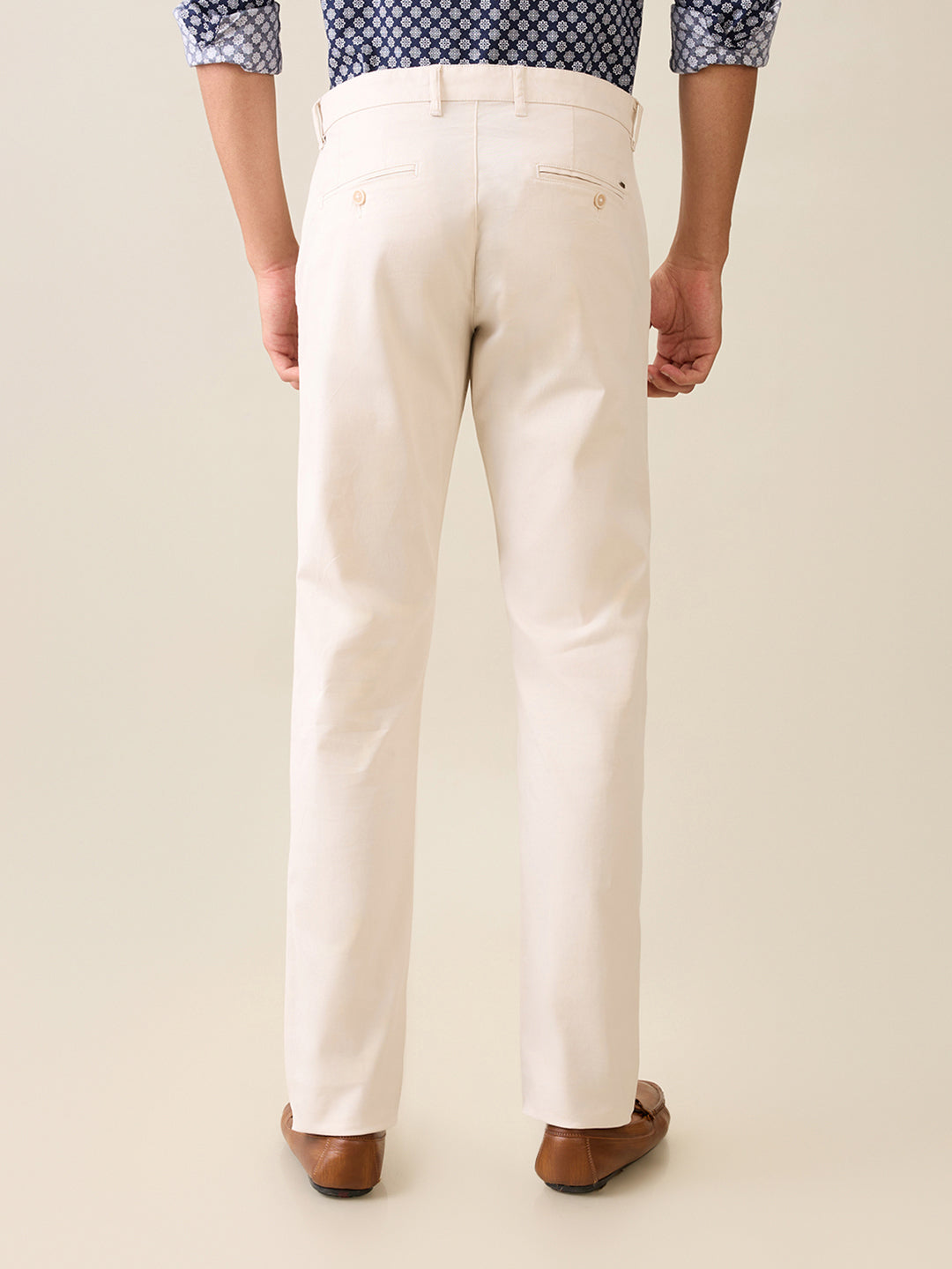 Parx Men Brown Solid Slim Tapered Fit Cotton Blend Trouser