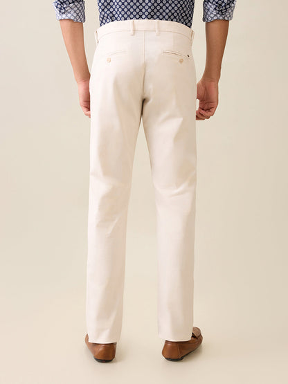 Parx Men Brown Solid Slim Tapered Fit Cotton Blend Trouser